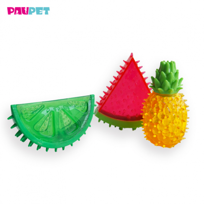 Eco Friendly Pet Toys  Bouncing Fruit Cat Dog Toys Treat Watermelon Silicone Chew Latex  Toy