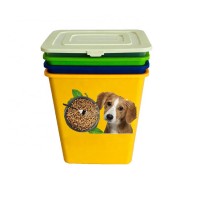 15 Kg Square Shape Plastic Pet Dog Food Barrel Container